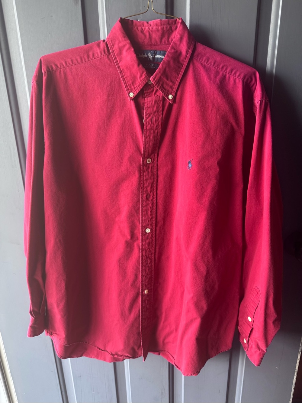 Vintage Ralph Lauren Men’s Button-Down Shirt in Bright Red